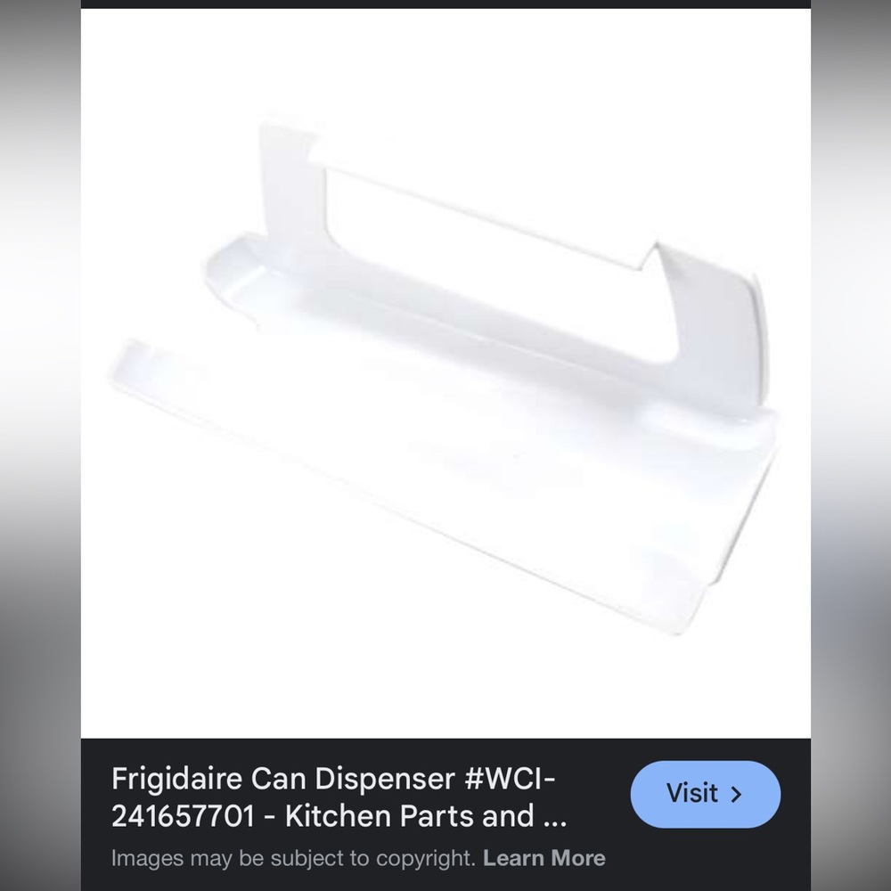 Frigidaire White Can Dispenser for refrigerator